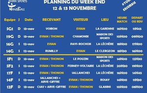 Matchs du week-end (12-13 nov.)