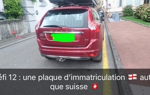 Défi 12 : une plaque d'immatriculation anglaise, autre que Suisse