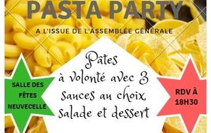 SOIRÉE PASTA PARTY à l'issue de l'assemblée générale