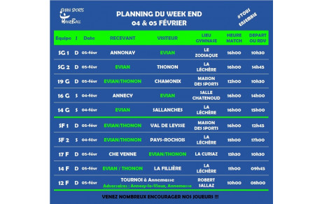 Matchs du week-end (04-05 février)