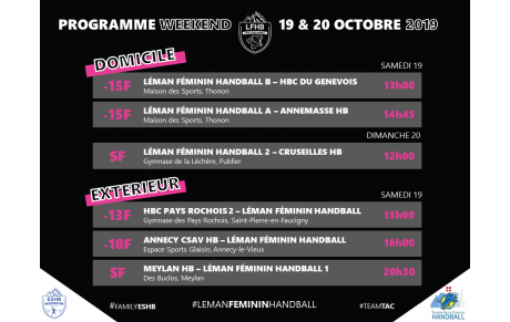 MATCHS WEEKEND LFHB | 19-20 OCTOBRE