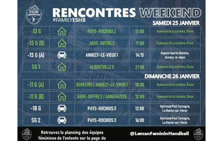 MATCHS ESHB | 25 &amp; 26 JANVIER