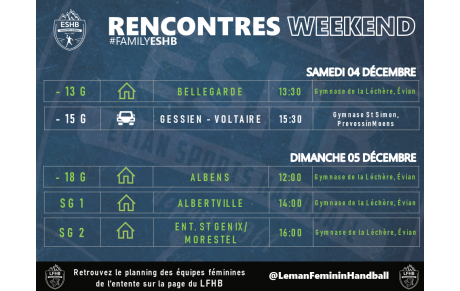 Matchs week-end | 04-05 décembre 